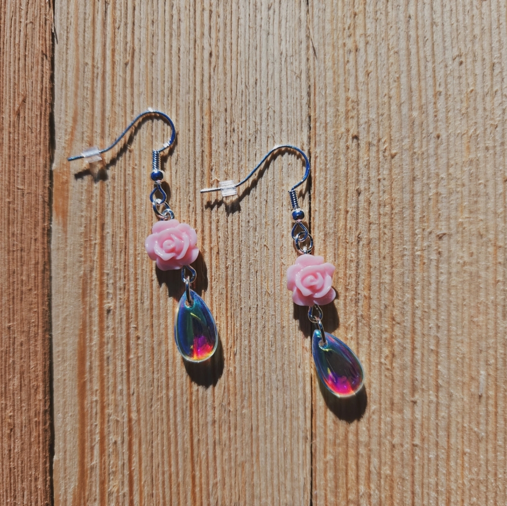 Rose drop earrings